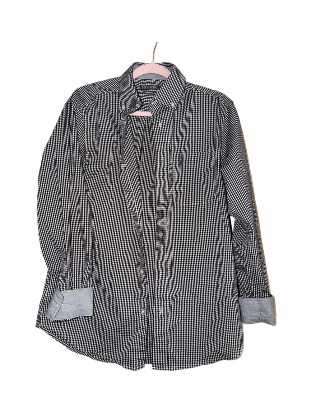 Savane Black and White Gingham Button-Down Shirt